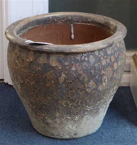 A glazed garden pot W.37cm